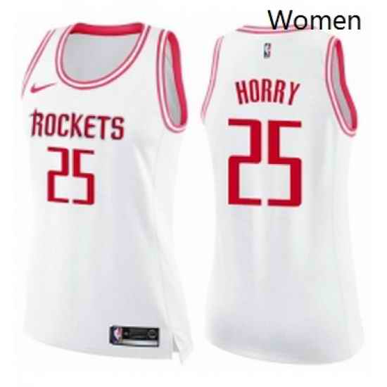 Womens Nike Houston Rockets 25 Robert Horry Swingman WhitePink Fashion NBA Jersey
